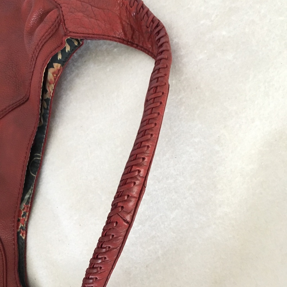 Lucky Brand Leather Hobo Bag Deep Red - Picture 12 of 15